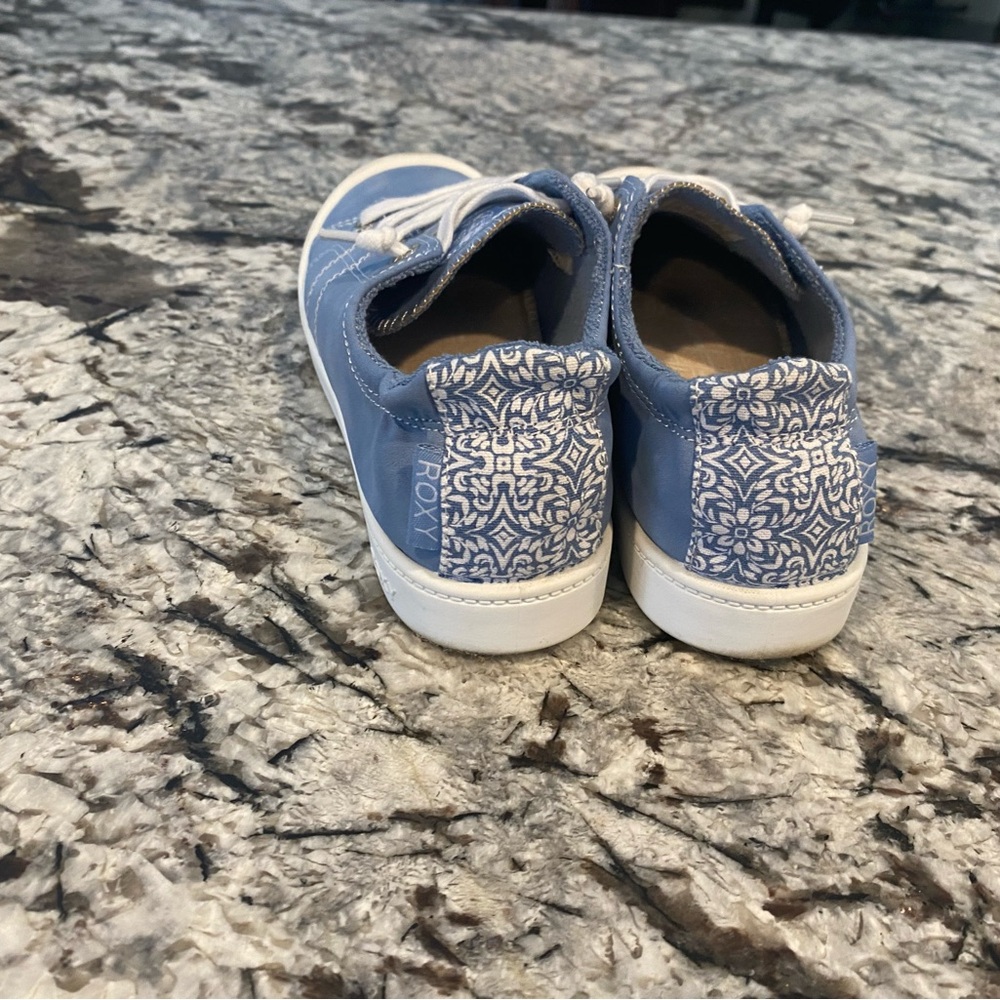Roxy Blue and White Slip-On Sneakers